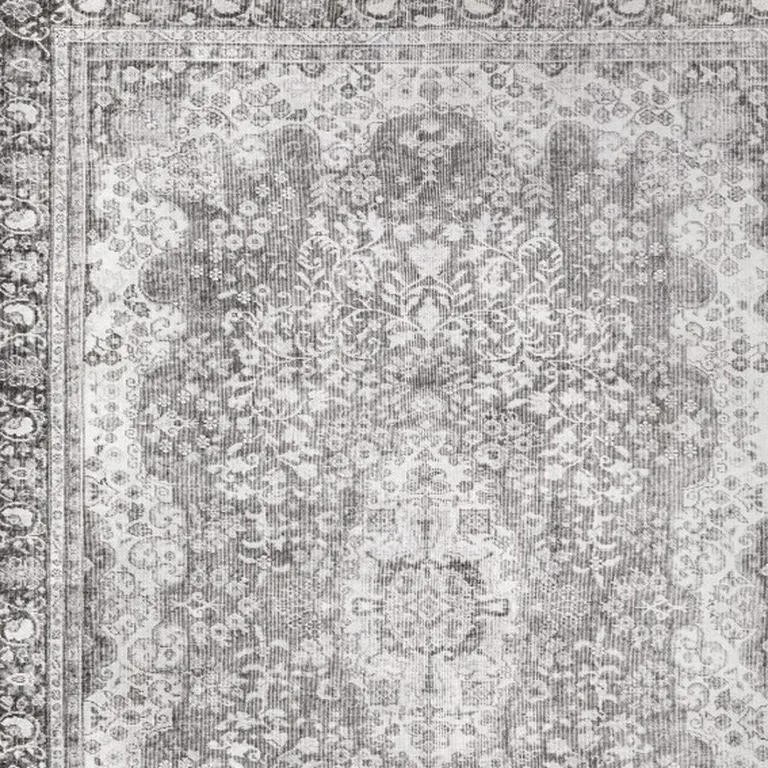Grey Oriental Power Loom Stain Resistant Area Rug Photo 5