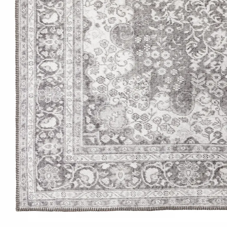 Grey Oriental Power Loom Stain Resistant Area Rug Photo 4