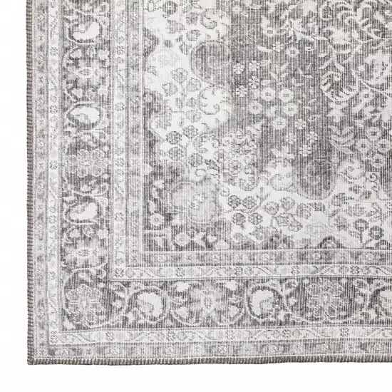 Grey Oriental Power Loom Stain Resistant Area Rug Photo 4