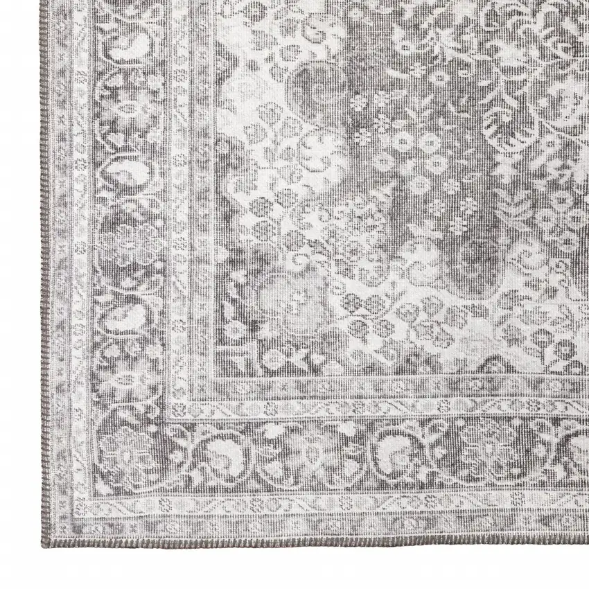 Grey Oriental Power Loom Stain Resistant Area Rug Photo 4