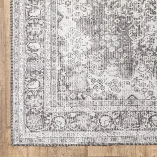 Grey Oriental Power Loom Stain Resistant Area Rug Photo 3
