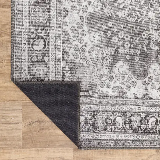 Grey Oriental Power Loom Stain Resistant Area Rug Photo 9