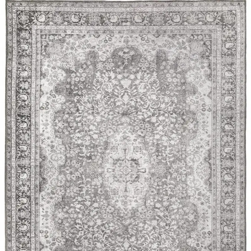 Grey Oriental Power Loom Stain Resistant Area Rug Photo 7