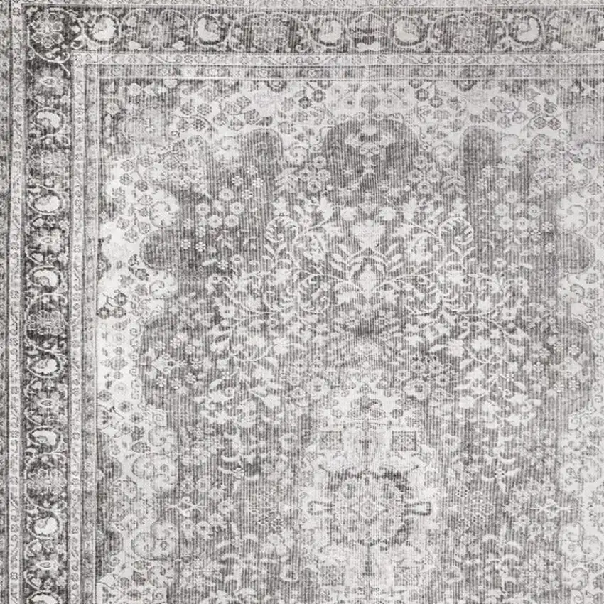 Grey Oriental Power Loom Stain Resistant Area Rug Photo 6