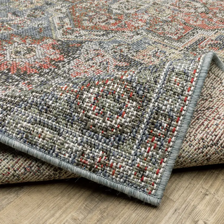 Grey Oriental Stain Resistant Indoor Outdoor Area Rug Photo 8