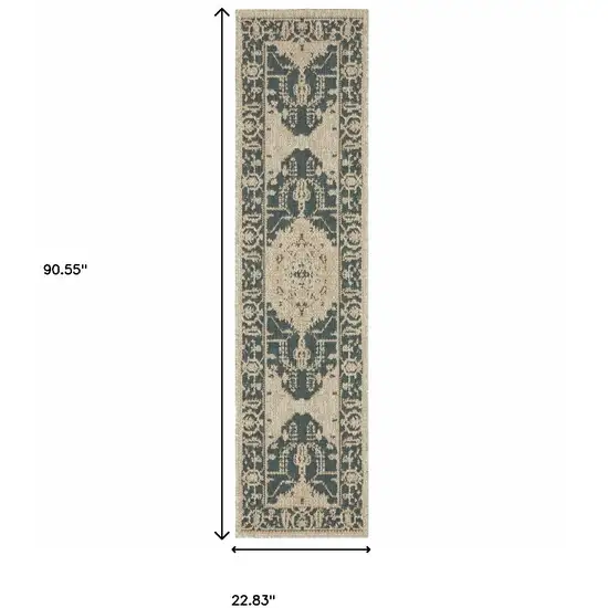Gray Oriental Stain Resistant Indoor Outdoor Area Rug Photo 3
