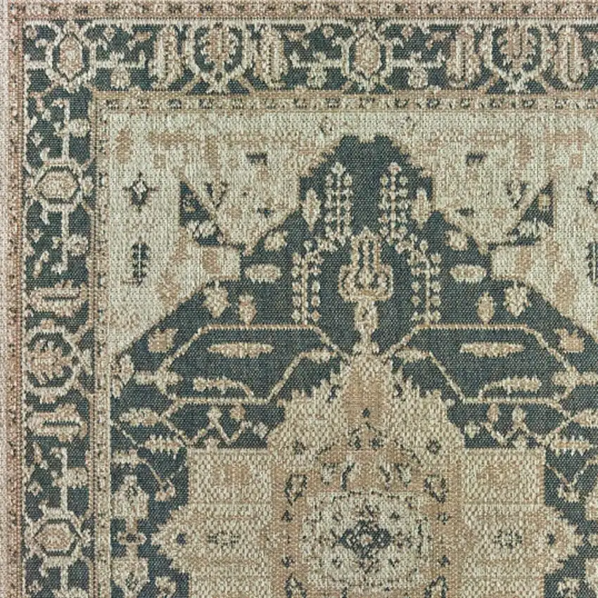 Gray Oriental Stain Resistant Indoor Outdoor Area Rug Photo 3