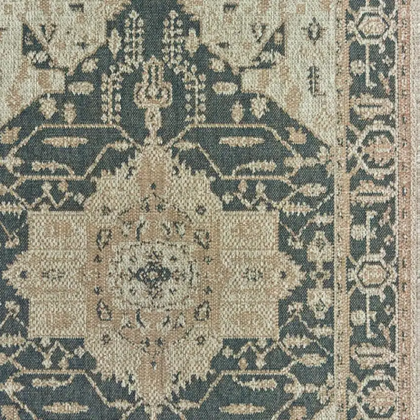 Gray Oriental Stain Resistant Indoor Outdoor Area Rug Photo 3