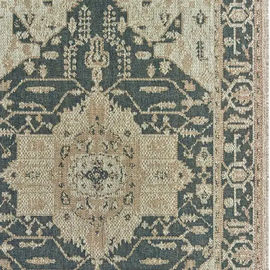 Gray Oriental Stain Resistant Indoor Outdoor Area Rug Photo 3