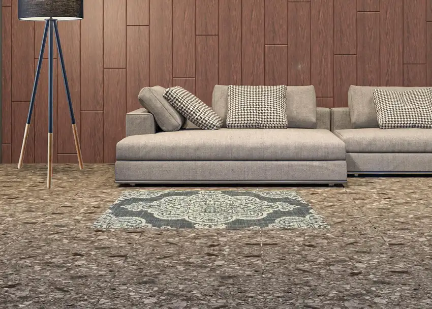 Grey Oriental Stain Resistant Indoor Outdoor Area Rug Photo 2