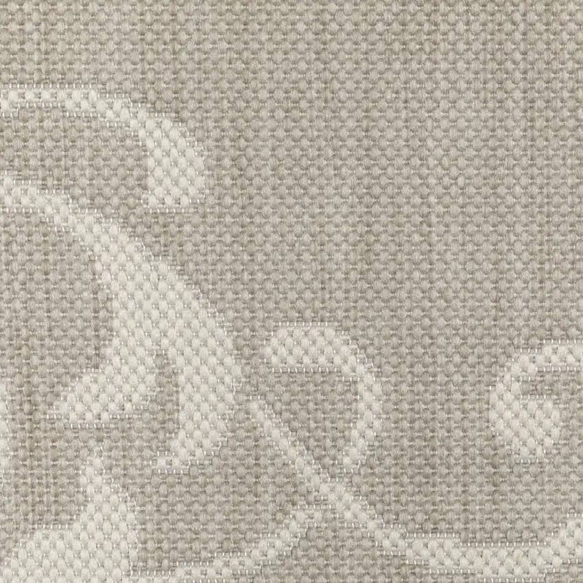 Gray and Ivory Oriental Stain Resistant Indoor Outdoor Area Rug Photo 9