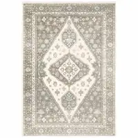 Photo of Grey Pink And Brown Oriental Power Loom Stain Resistant Area Rug