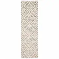 Photo of Grey Pink And Sage Geometric Power Loom Stain Resistant Runner Rug