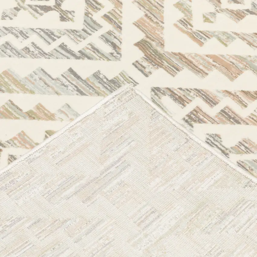Grey Pink And Sage Geometric Power Loom Stain Resistant Runner Rug Photo 9