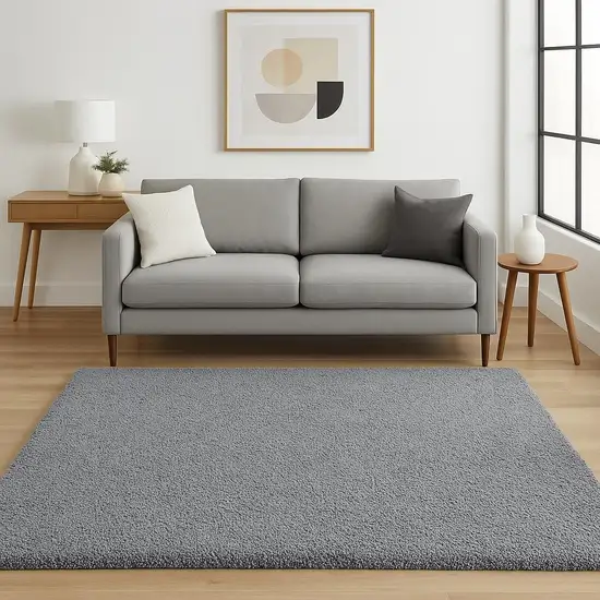 Gray Shag Hand Woven Area Rug Photo 1