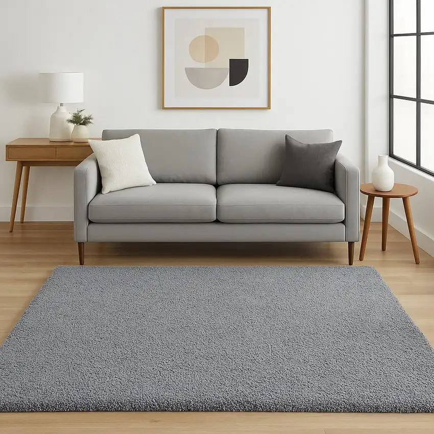 Gray Shag Hand Woven Area Rug Photo 1