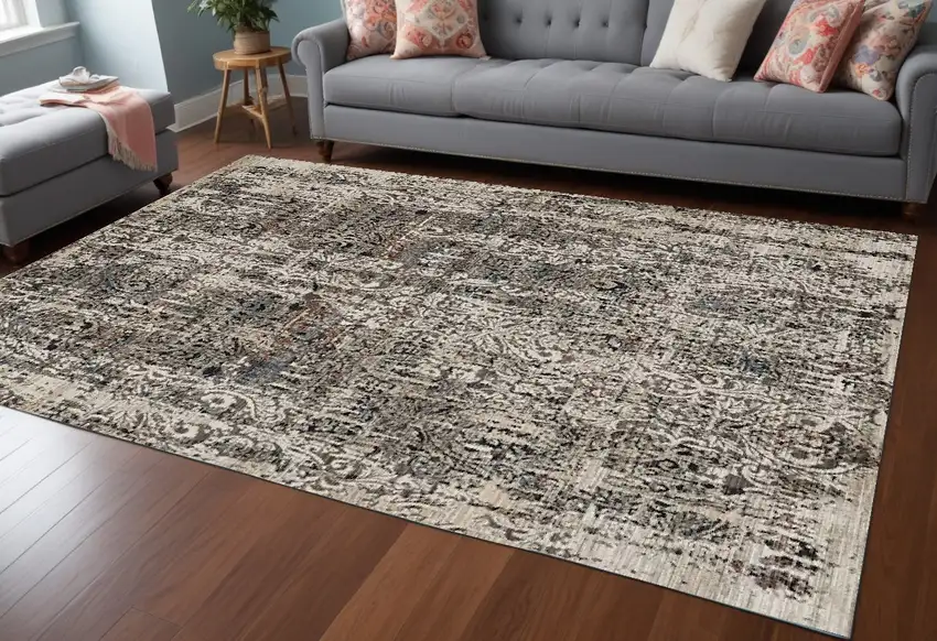 94 X 130 Grey Polyester Rug Photo 1