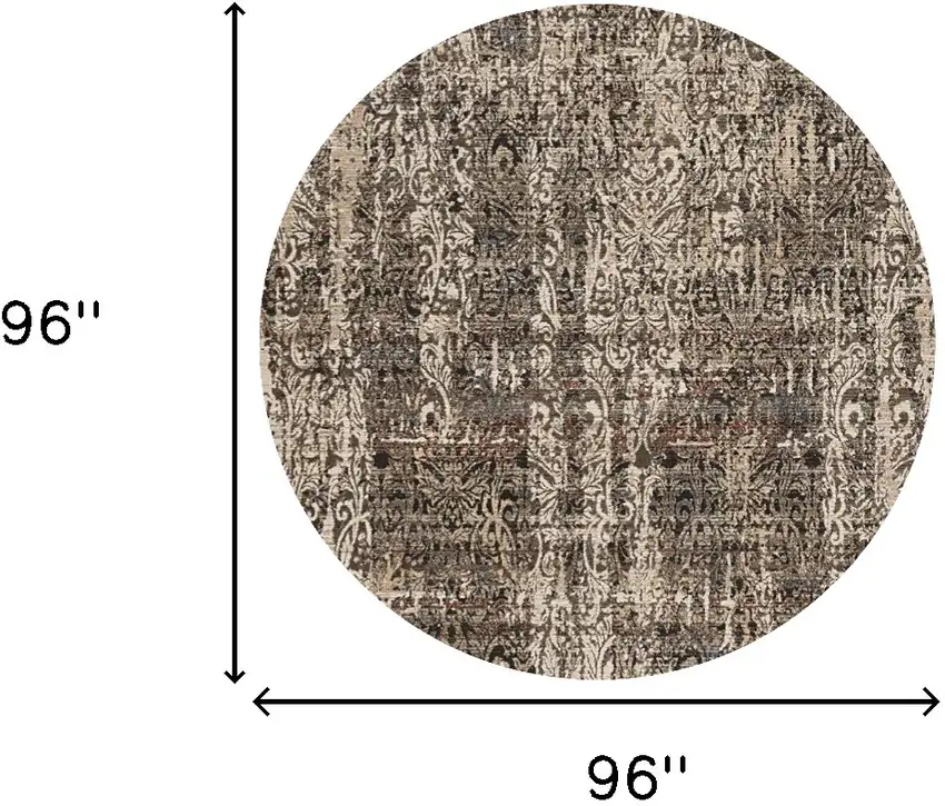 8' Gray Round Area Rug Photo 3