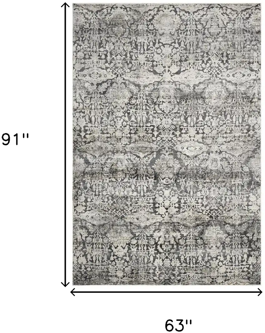 Gray Floral Area Rug Photo 3