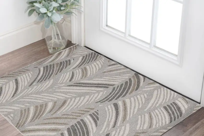 Gray Tropical Botanical Area Rug Photo 1