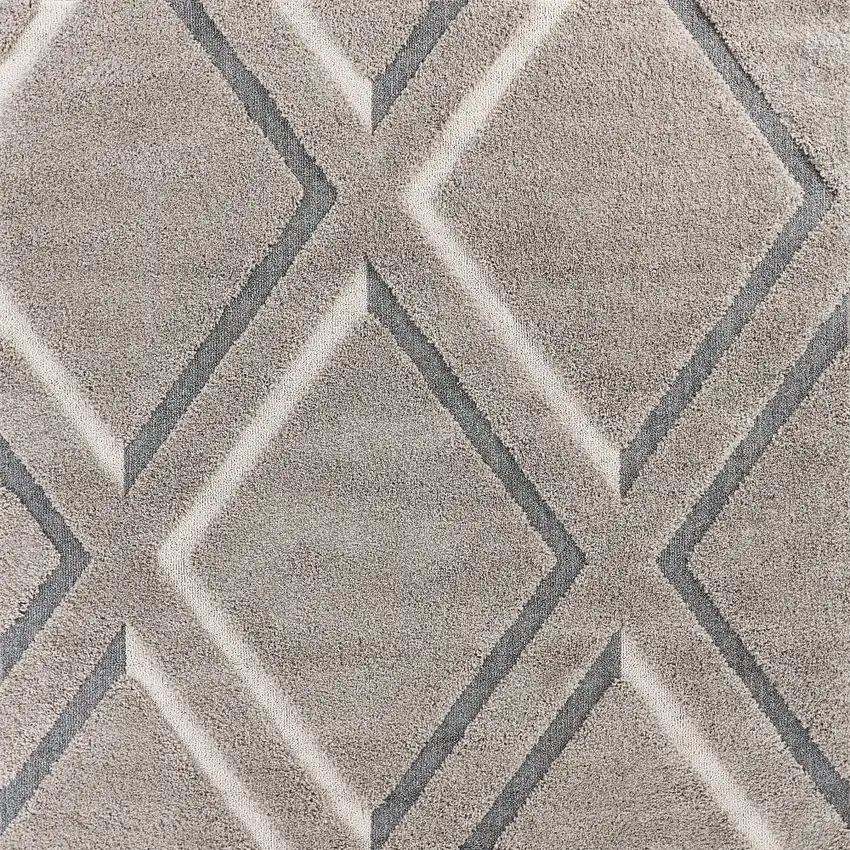 Gray Ivory and Teal Geometric Shag Area Rug Photo 6
