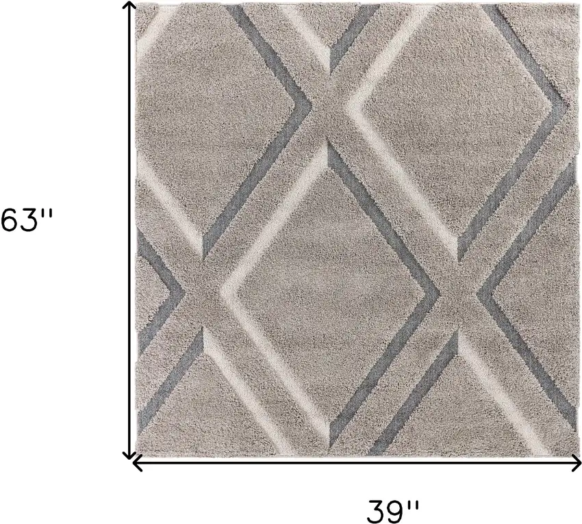 39 X 63  Grey Polypropylene Rug Photo 3
