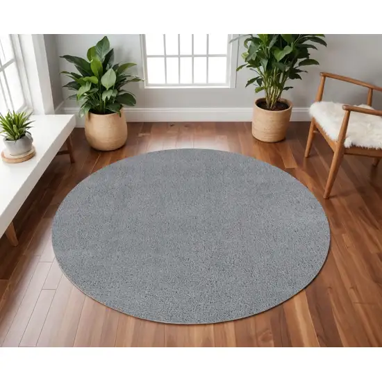 6' Gray Hand Woven Round Rug Photo 1