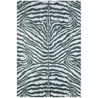 Photo of Grey Round Zebra Print Shag Handmade Non Skid Area Rug