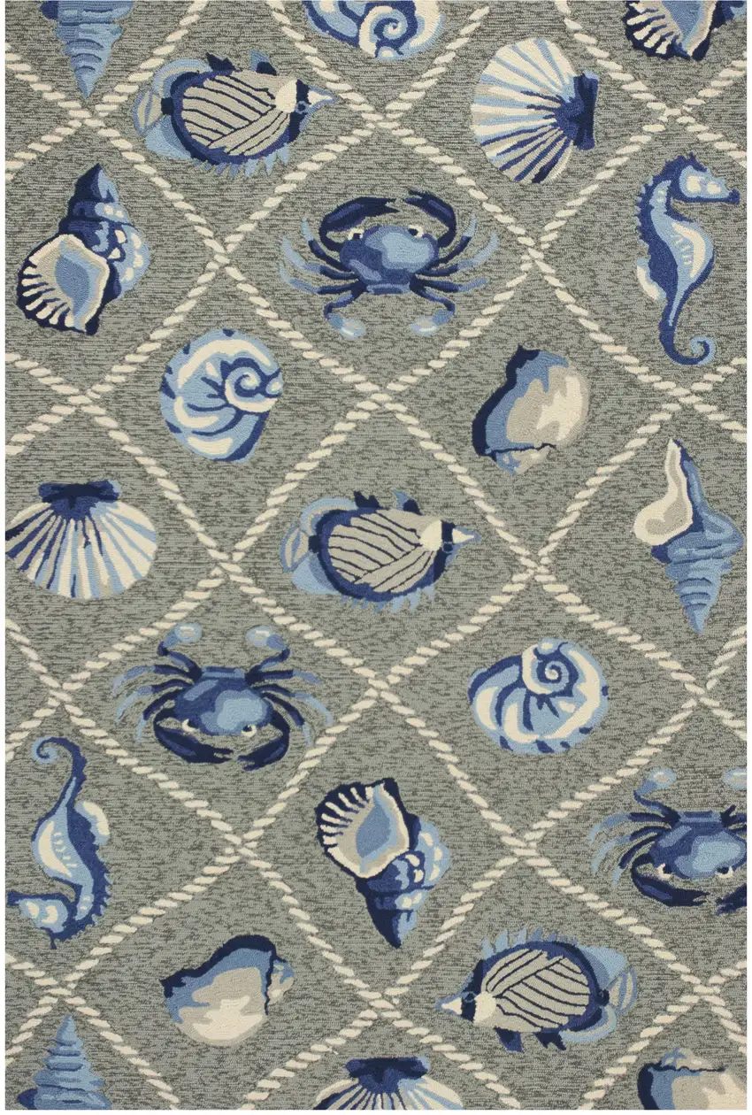 5' X 7' Grey Seaside Uv Treated Indoor Outdoor Area Rug Photo 2