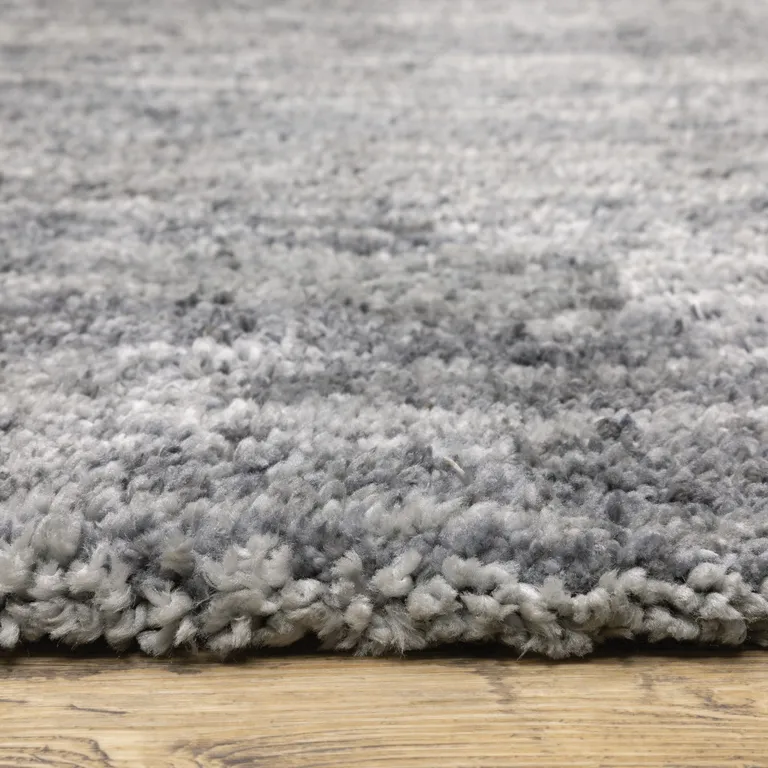 Grey Shag Power Loom Stain Resistant Runner Rug Photo 5