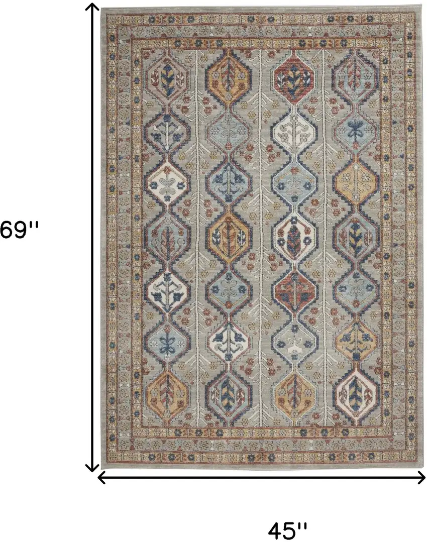 Grey Southwestern Power Loom Non Skid Area Rug Photo 5