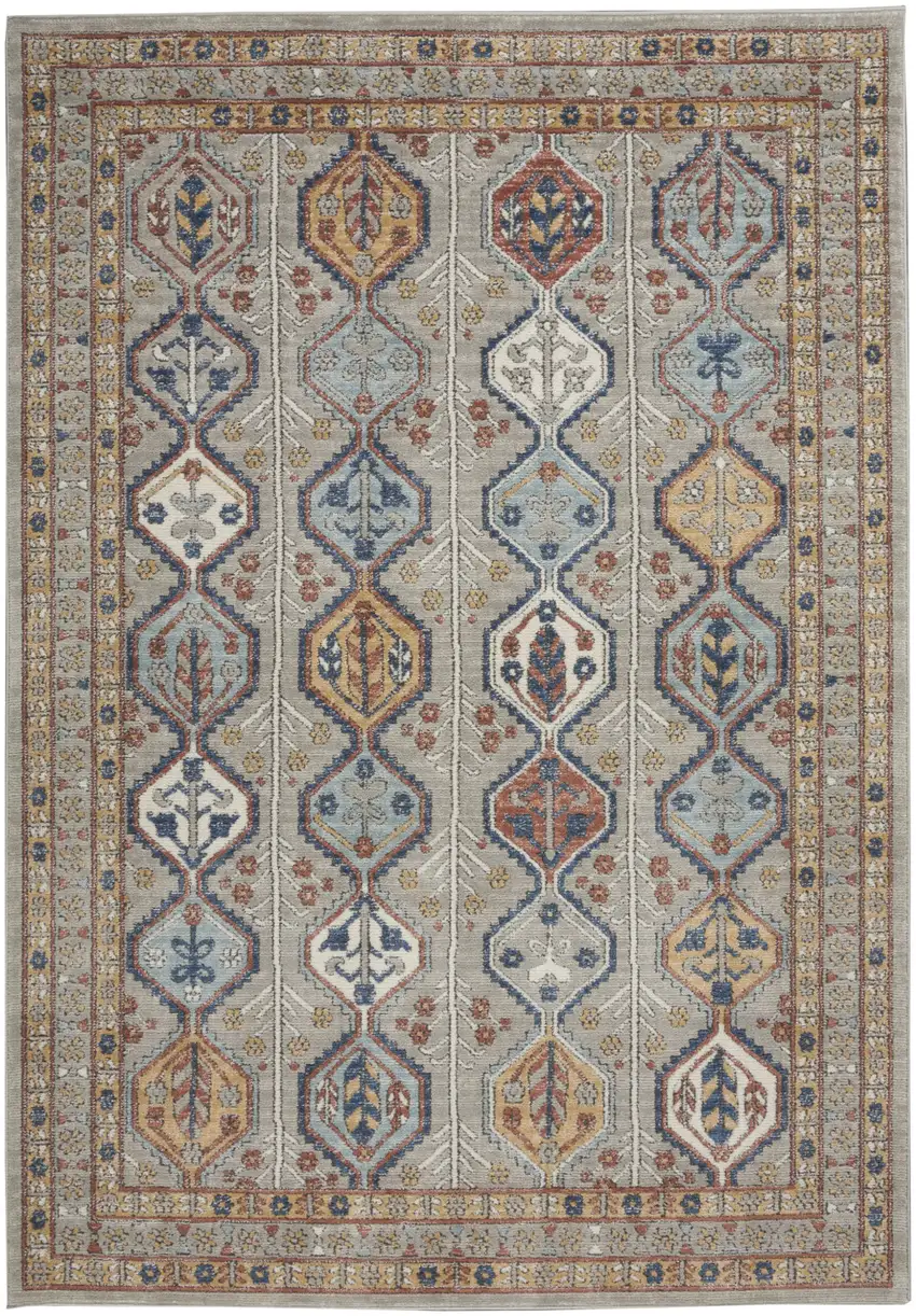 Grey Southwestern Power Loom Non Skid Area Rug Photo 9