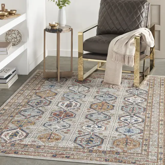 Grey Southwestern Power Loom Non Skid Area Rug Photo 3