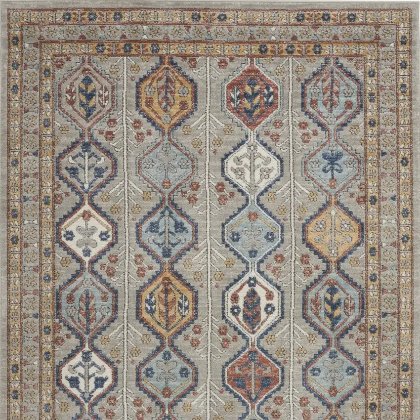 Grey Southwestern Power Loom Non Skid Area Rug Photo 4