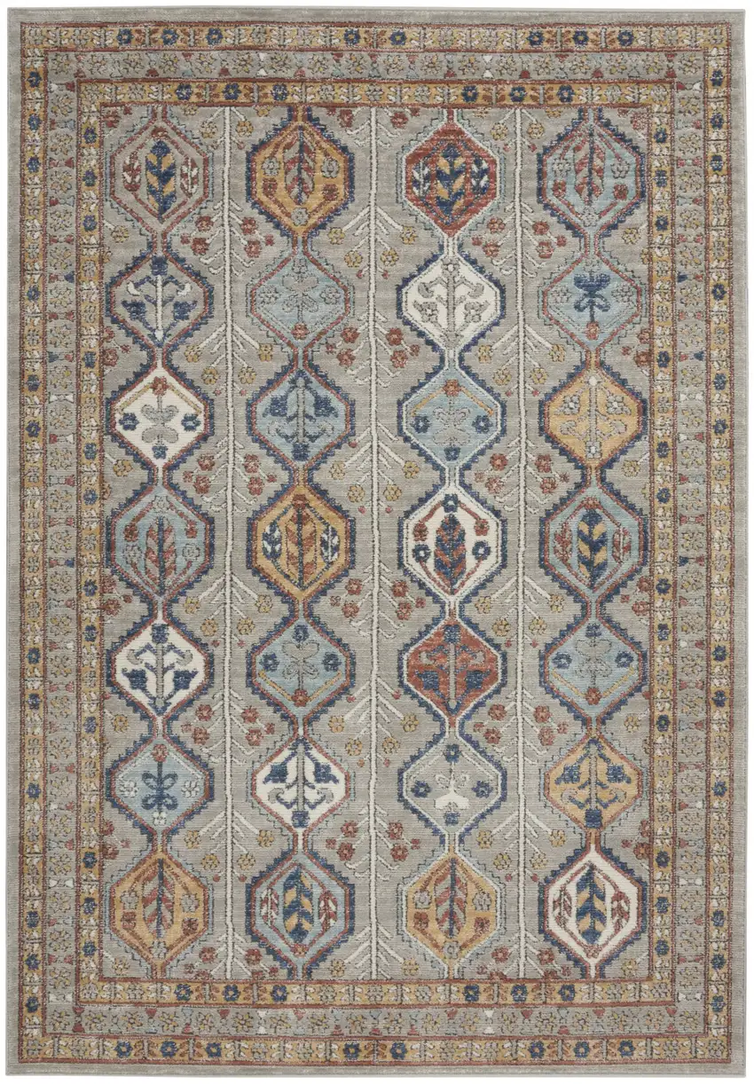 Grey Southwestern Power Loom Non Skid Area Rug Photo 1