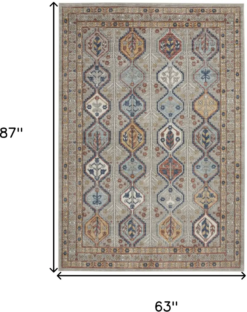 Grey Southwestern Power Loom Non Skid Area Rug Photo 5
