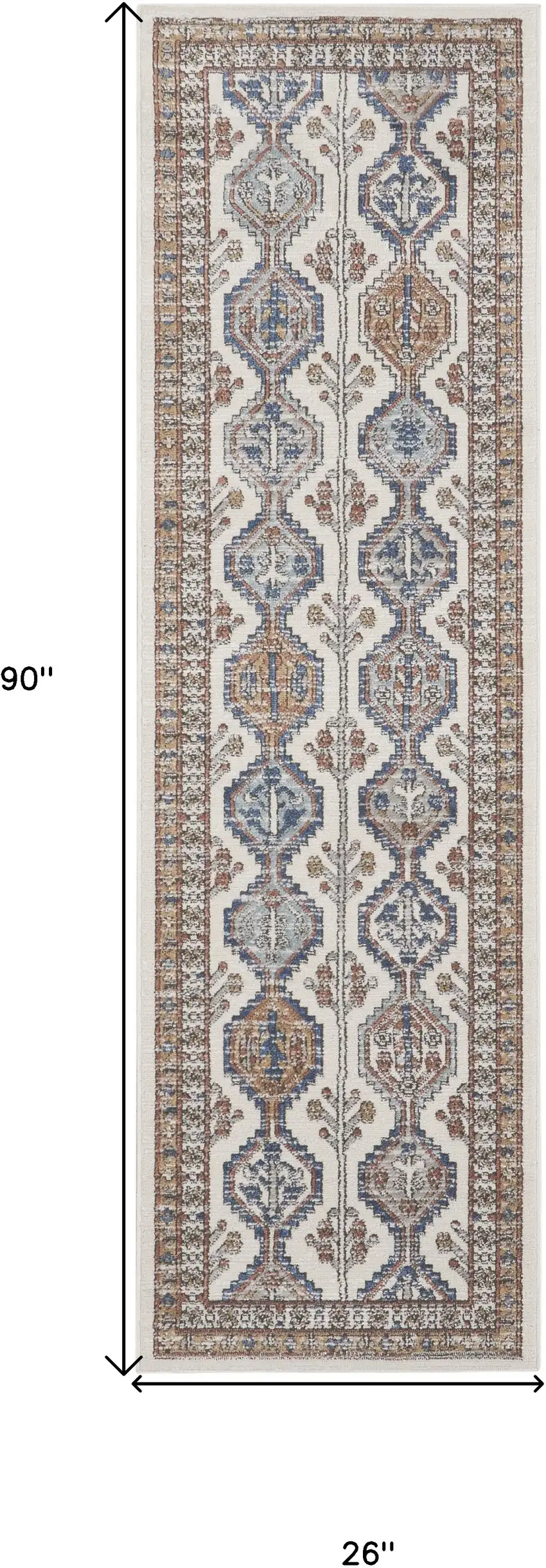 Grey Southwestern Power Loom Non Skid Runner Rug Photo 5