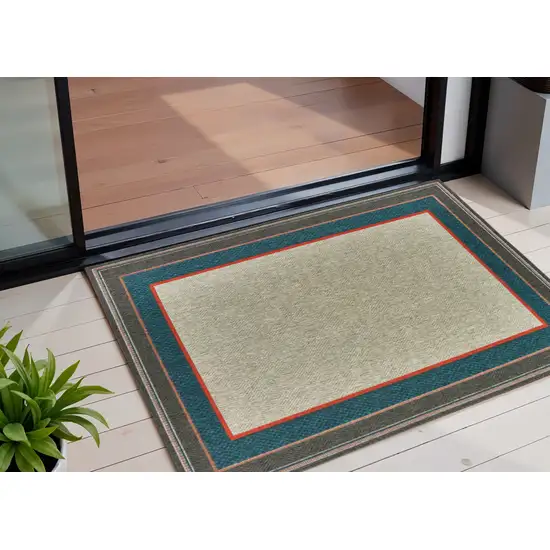 Blue and Gray Stain Resistant Indoor Outdoor Area Rug Photo 1