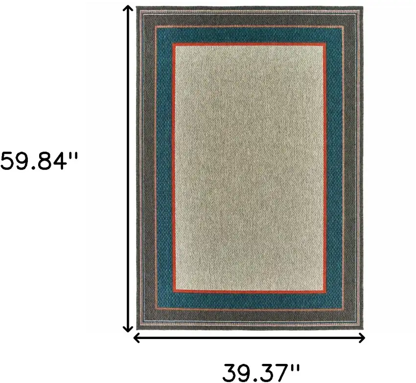Grey Stain Resistant Indoor Outdoor Area Rug Photo 5