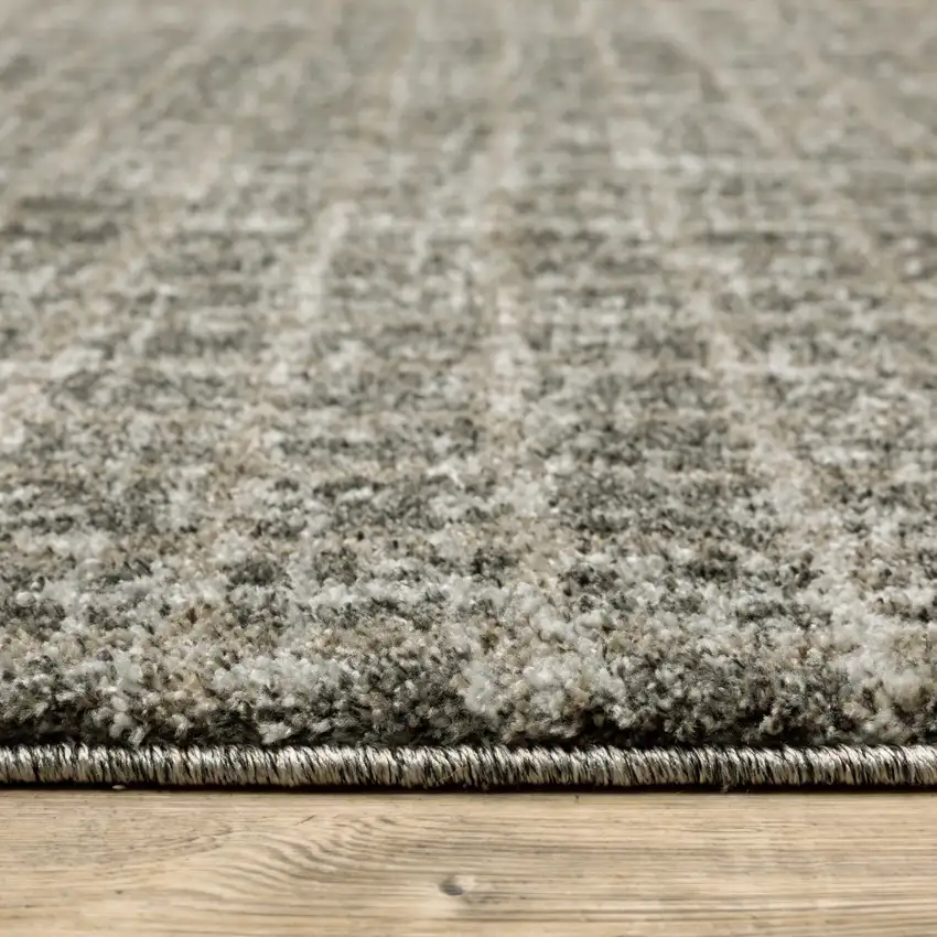 Grey Tan And Beige Geometric Power Loom Stain Resistant Area Rug Photo 9