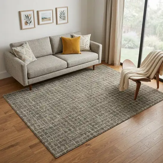 Brown And Beige Geometric Distressed Area Rug Photo 1