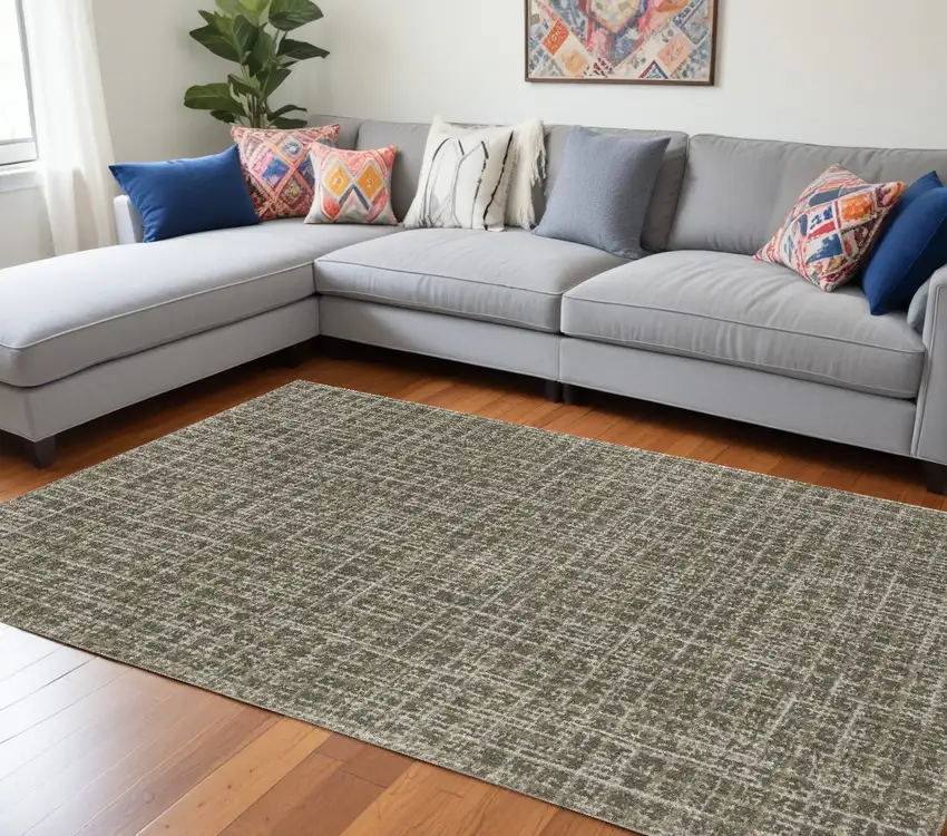 Gray Geometric Power Loom Area Rug Photo 1
