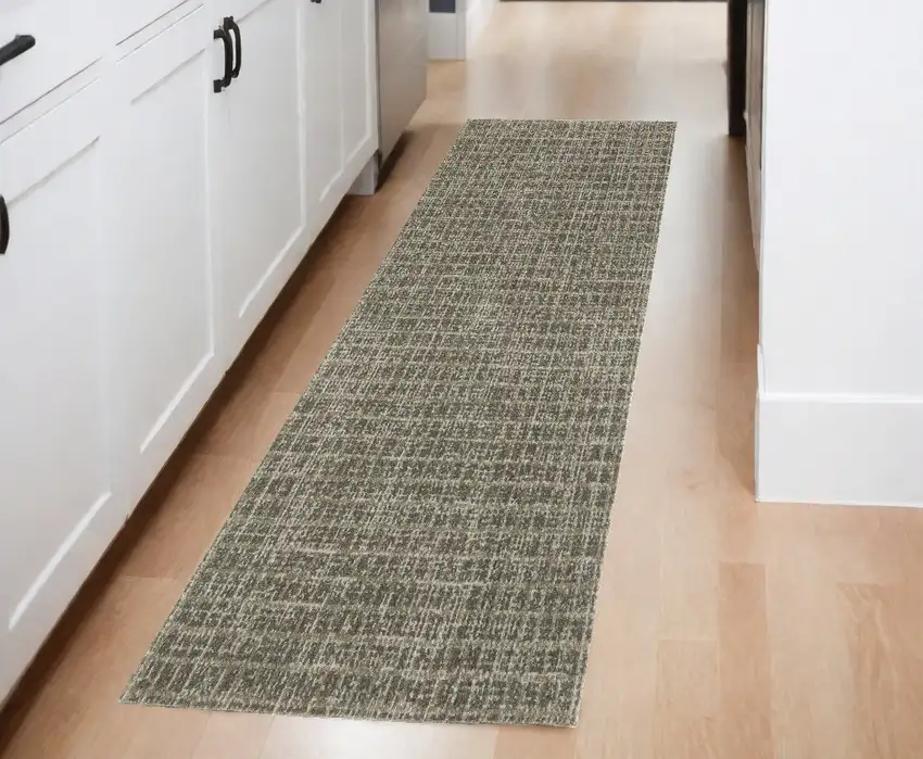 Gray Geometric Power Loom Runner Rug Photo 1