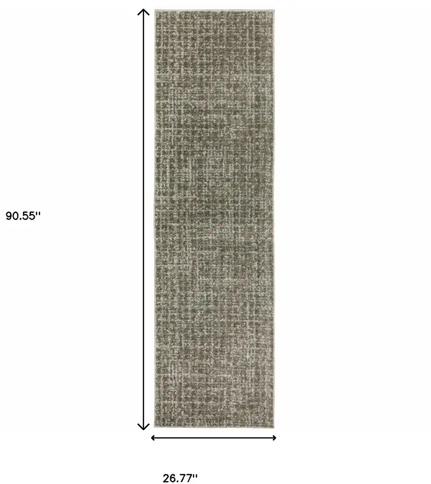 Grey Tan And Beige Geometric Power Loom Stain Resistant Runner Rug Photo 10