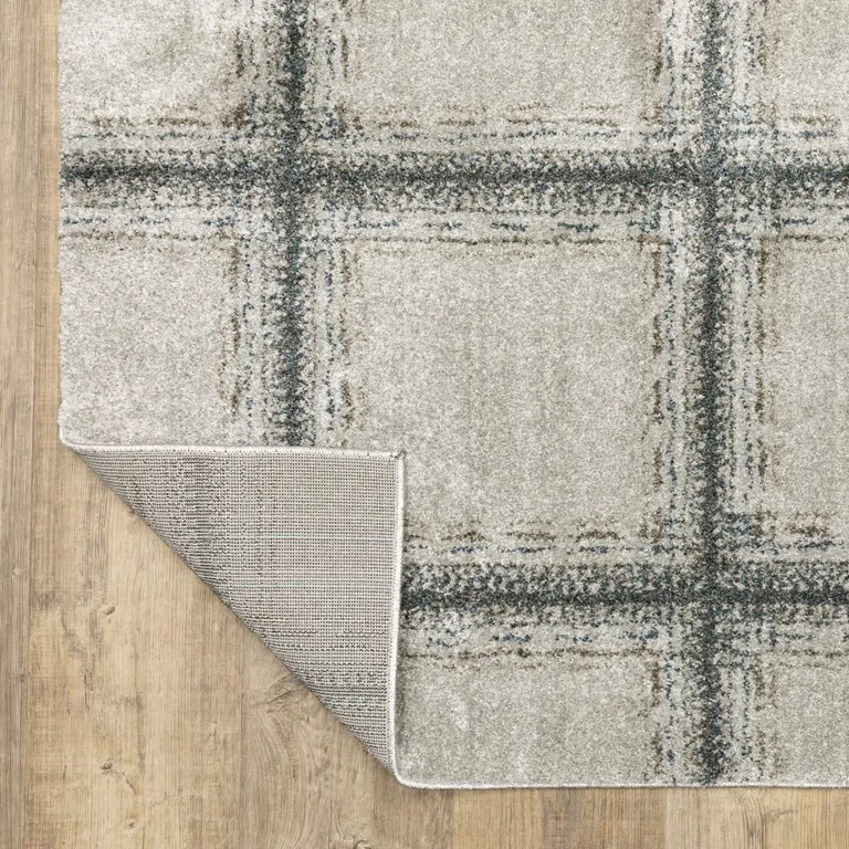 Grey Teal And Beige Geometric Power Loom Stain Resistant Area Rug Photo 5