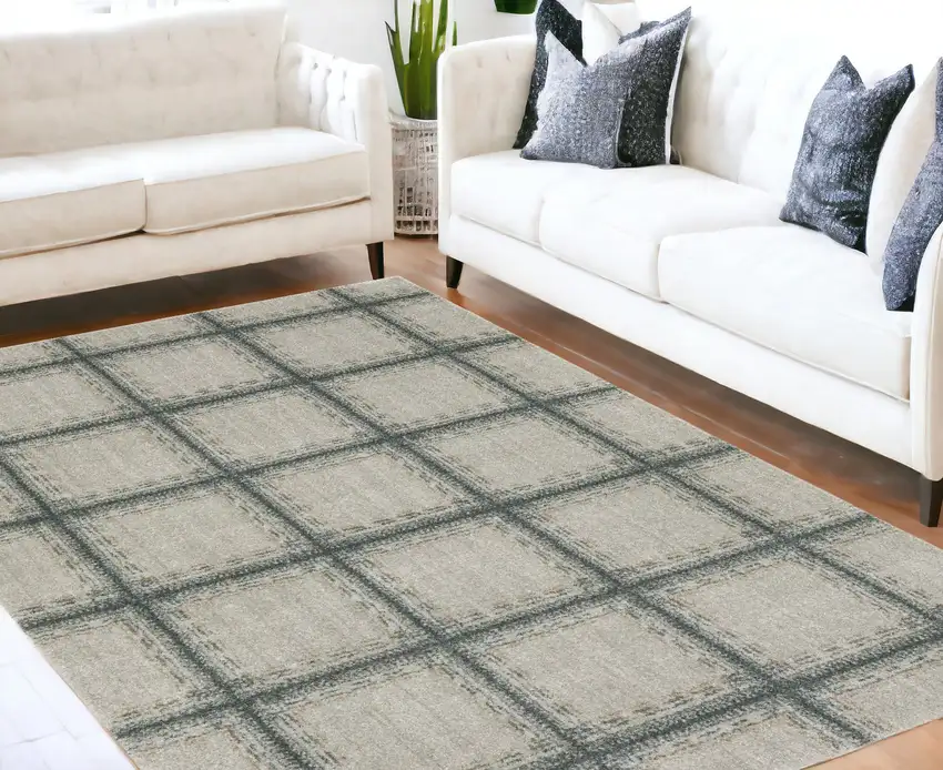 Gray Geometric Power Loom Area Rug Photo 1