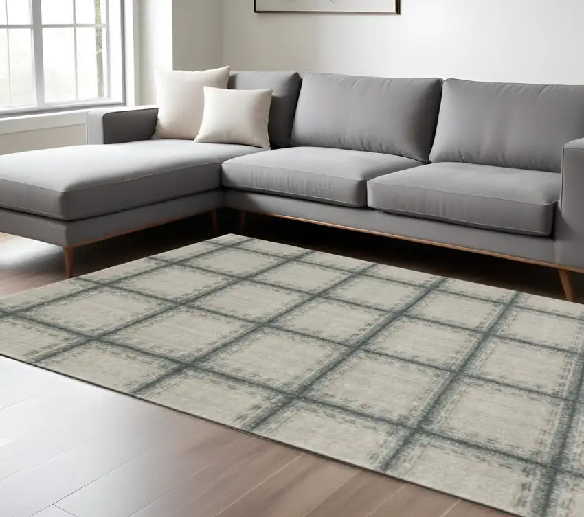 Gray Geometric Power Loom Area Rug Photo 1