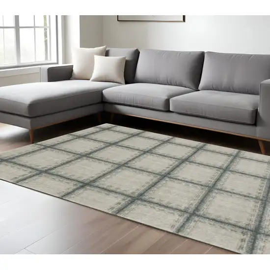 Gray Geometric Power Loom Area Rug Photo 1