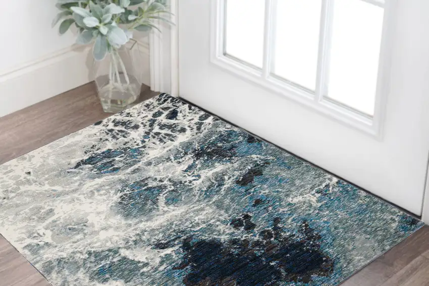Gray Abstract Power Loom Area Rug Photo 1