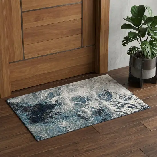 Gray Abstract Power Loom Area Rug Photo 1